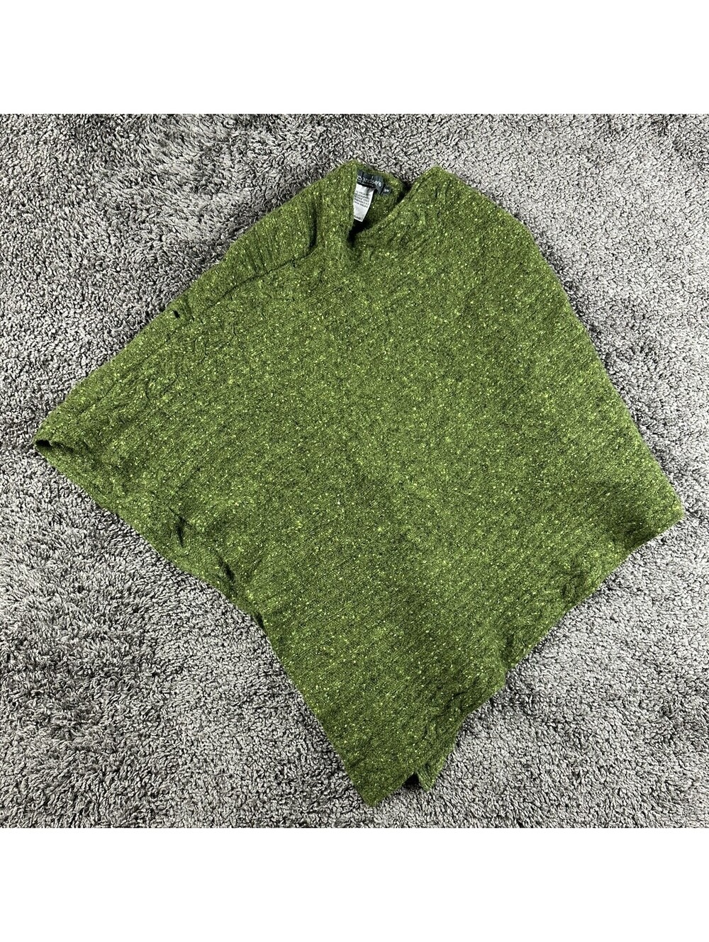 IrelandsEye Poncho Womens S/M Green 100% Virgin Wool Knit Cape Ireland